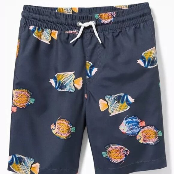 NWT Old Navy Angelfish Tropical Fish Swim Trunks Board Shorts Boys M 8 - Picture 3 of 3